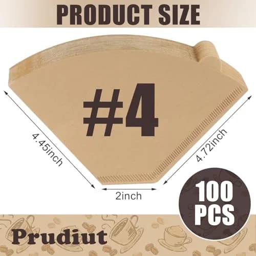 Prudiut 100 Count #4 Cone Coffee Filters 8-12 Cup | Compatible with Ninja Maker, Unbleached Natural Wood Pulp thumbnail 2
