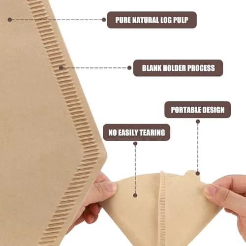 Prudiut 100 Count #4 Cone Coffee Filters 8-12 Cup | Compatible with Ninja Maker, Unbleached Natural Wood Pulp thumbnail 3