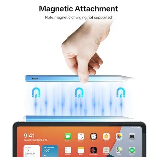 ANYQOO Stylus Pen for iPad 2018-2026, Fast Charge Pencil with Tilt & Palm Rejection, Blue | 16.5 cm (6.5 inches) thumbnail 5