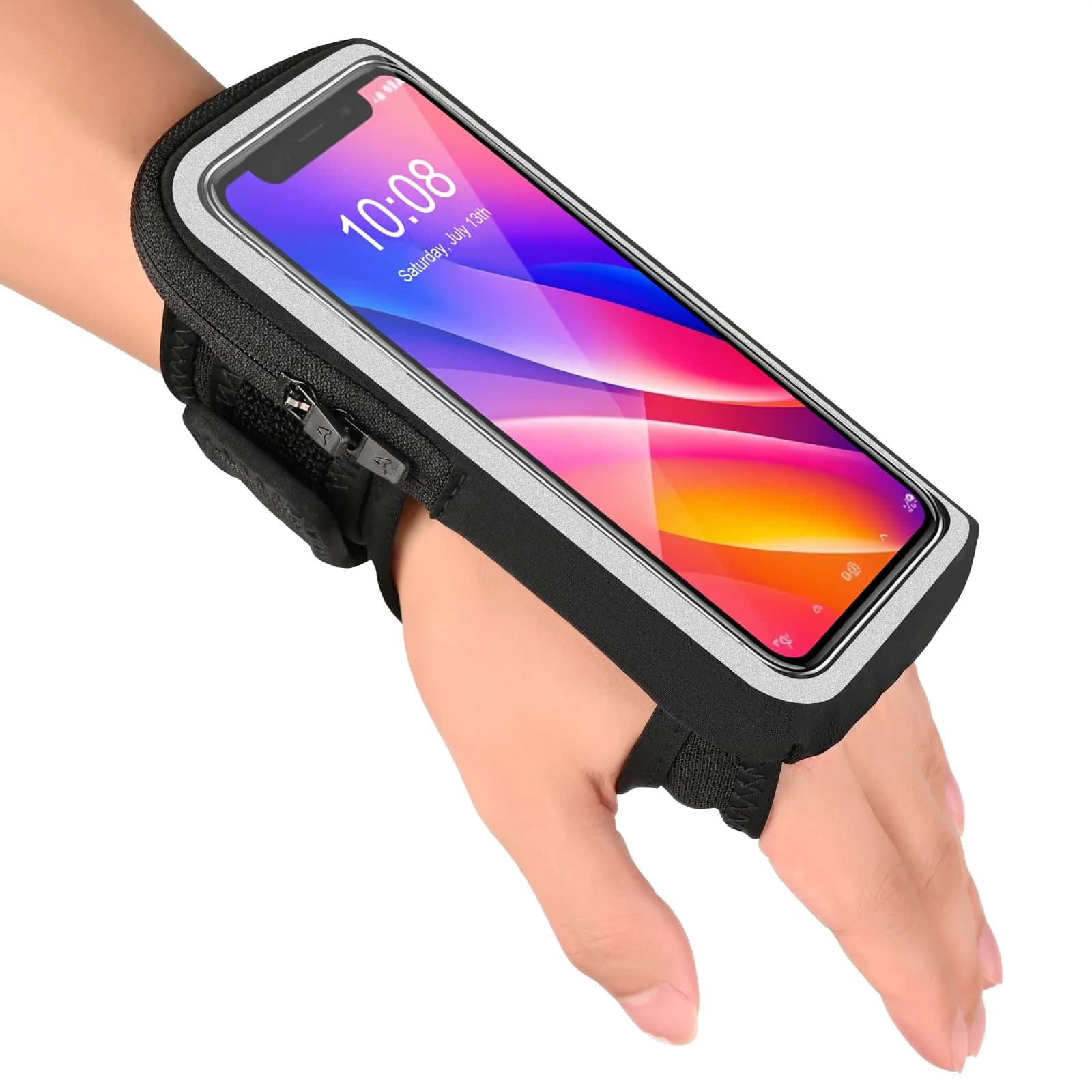 K Брела Wristband Phone Holder for Running, Forearm Armband with Card Slot, Black | Fits Phones Up to 7.0'' — Black