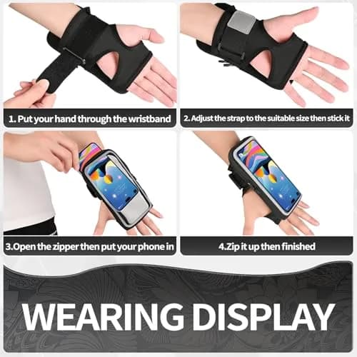 K Брела Wristband Phone Holder for Running, Forearm Armband with Card Slot, Black | Fits Phones Up to 7.0'' thumbnail 5