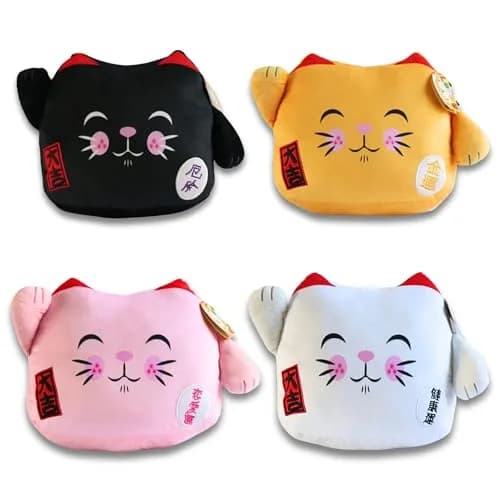 Maneki Neko Lucky Cat Plush 12" White Anime Waving Cat Decor Gift thumbnail 2
