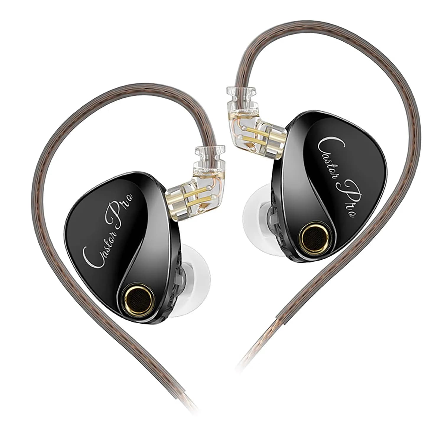 CCA KZ Castor Pro Tunable In-Ear Monitor Headphones with Dual Dynamic Drivers, 16 Sound Profiles, 3.5mm Jack | HiFi Sound — Black