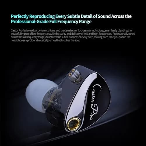 CCA KZ Castor Pro Tunable In-Ear Monitor Headphones with Dual Dynamic Drivers, 16 Sound Profiles, 3.5mm Jack | HiFi Sound thumbnail 5