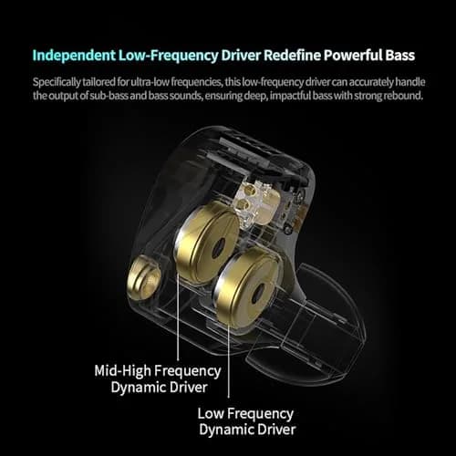 CCA KZ Castor Pro Tunable In-Ear Monitor Headphones with Dual Dynamic Drivers, 16 Sound Profiles, 3.5mm Jack | HiFi Sound thumbnail 8