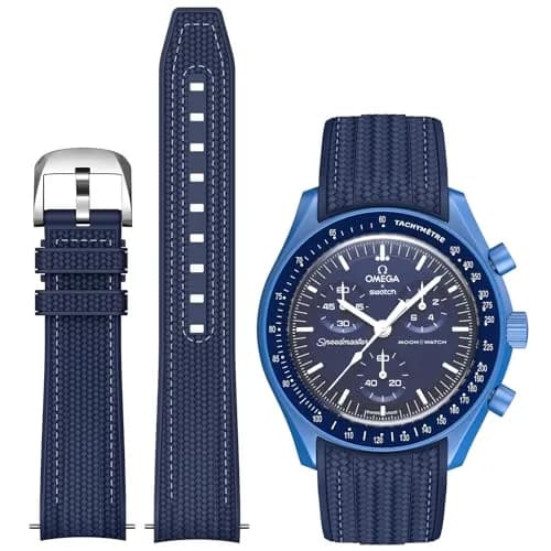 REBANDACE Silicone Watch Strap for Omega x Swatch Moonswatch 20mm | Curved No-Gap Design, Adjustable Size thumbnail 1