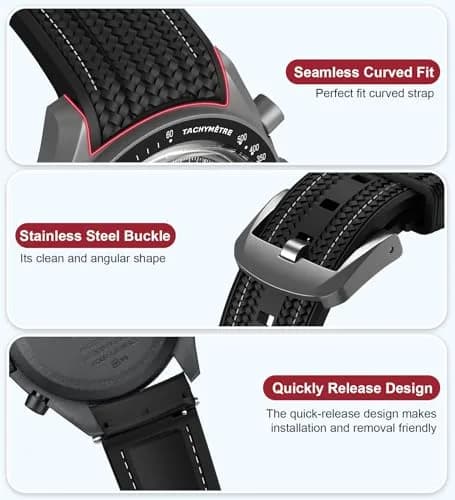 REBANDACE Silicone Watch Strap for Omega x Swatch Moonswatch 20mm | Curved No-Gap Design, Adjustable Size thumbnail 3