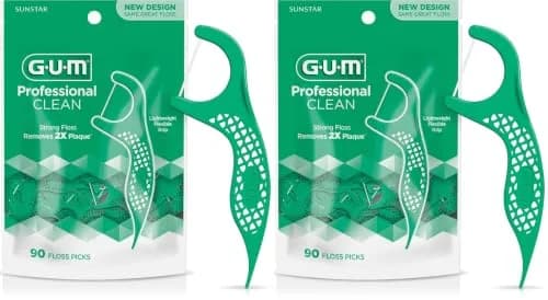 GUM Professional Clean Floss Picks 180 Count (Pack of 2) | Shred-Resistant Mint Flavor thumbnail 1