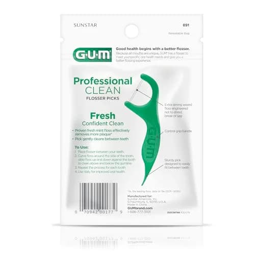 GUM Professional Clean Floss Picks 180 Count (Pack of 2) | Shred-Resistant Mint Flavor thumbnail 9