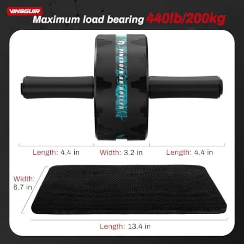 VINSGUIR Ab Roller Wheel for Home Gym, Core & Abs Workout with Knee Pad Set | Supports Up to 200kg thumbnail 8
