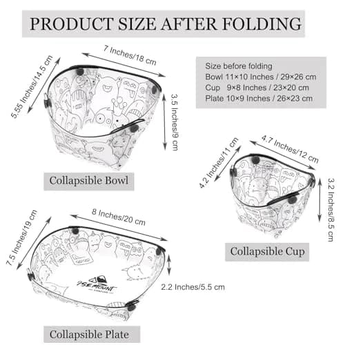 MIUPOO Collapsible Bowl Plate Cup Set | Portable Foldable Camping Tableware, Food Grade Material, 3 Sizes thumbnail 2