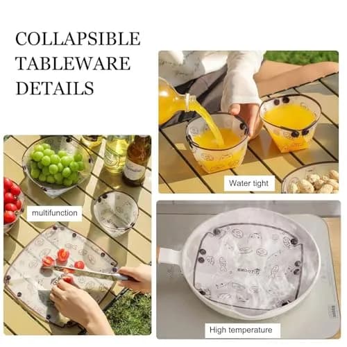 MIUPOO Collapsible Bowl Set, Portable Mess Kit, Food Grade Material, 7×5.5×3.5 Inches, 4 Pieces thumbnail 4