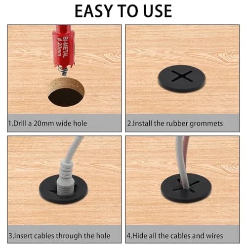 KITANIS 3/4 Inch(20mm) Desk Grommet | Durable Silicone Cable Hole Cover for Cables & Wires thumbnail 4