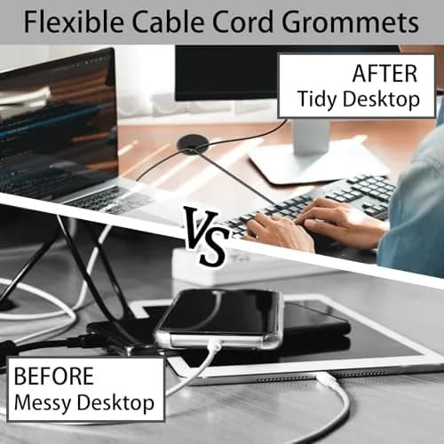 KITANIS 2-3/8 Inch(60mm) Desk Grommet | Wire Management & Cable Cover in Black thumbnail 6