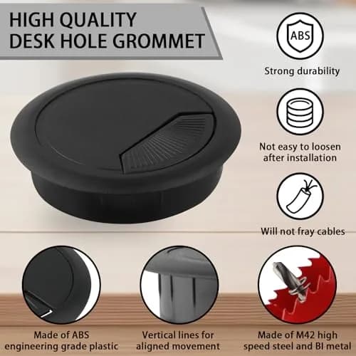 KITANIS 2-3/8 Inch(60mm) Desk Grommet | Wire Management & Cable Cover in Black thumbnail 3