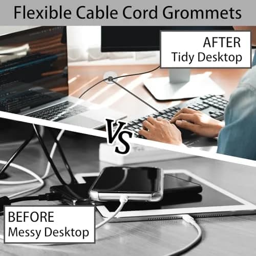 KITANIS 1.5 Inch (38mm) White Desk Grommet with Hole Saw | 12-Piece Set for Cable Management thumbnail 6