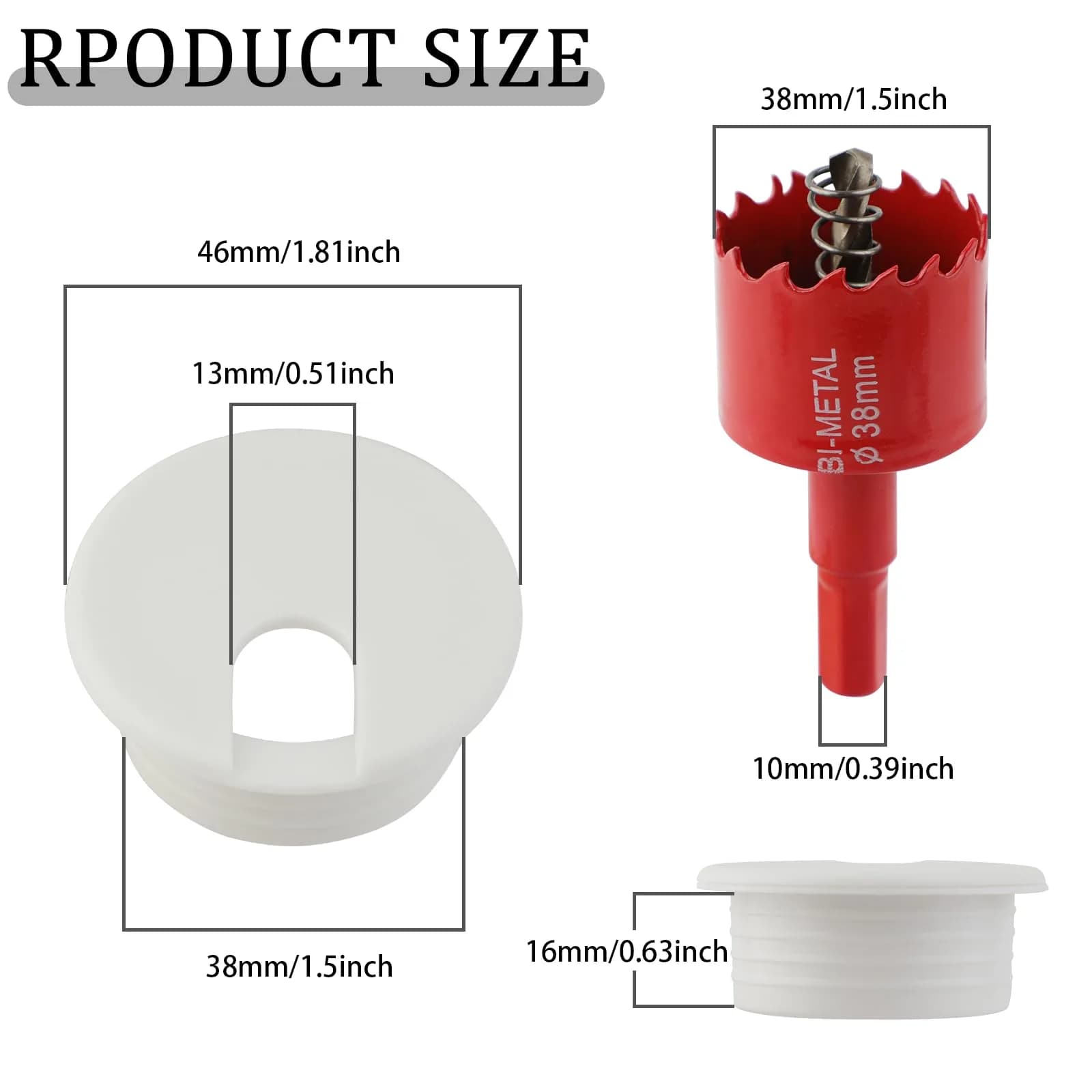 KITANIS 1.5 Inch (38mm) White Desk Grommet with Hole Saw | 12-Piece Set for Cable Management - view 2