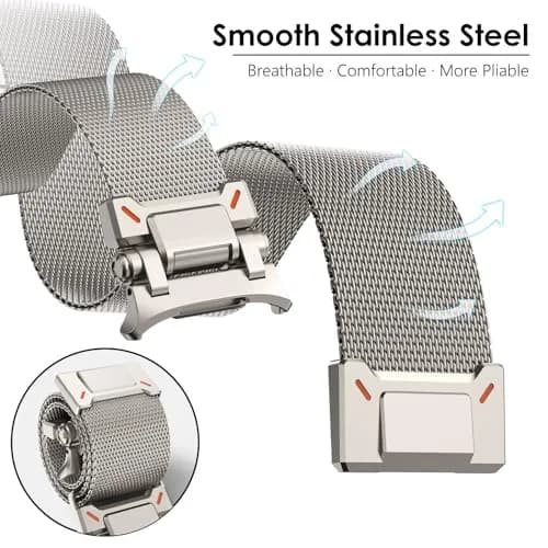 NewWays Milanese Loop for Galaxy Watch Ultra 47mm | Magnetic Stainless Steel Strap for Men thumbnail 4
