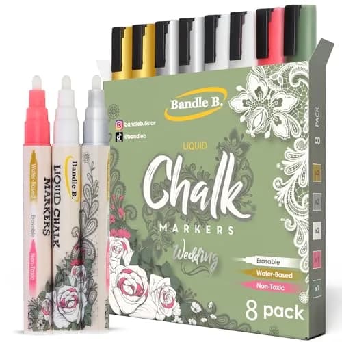Bandle B. Liquid Chalk Markers Wedding Edition - Pack of 8 - 6mm Reversible Tip - main product image