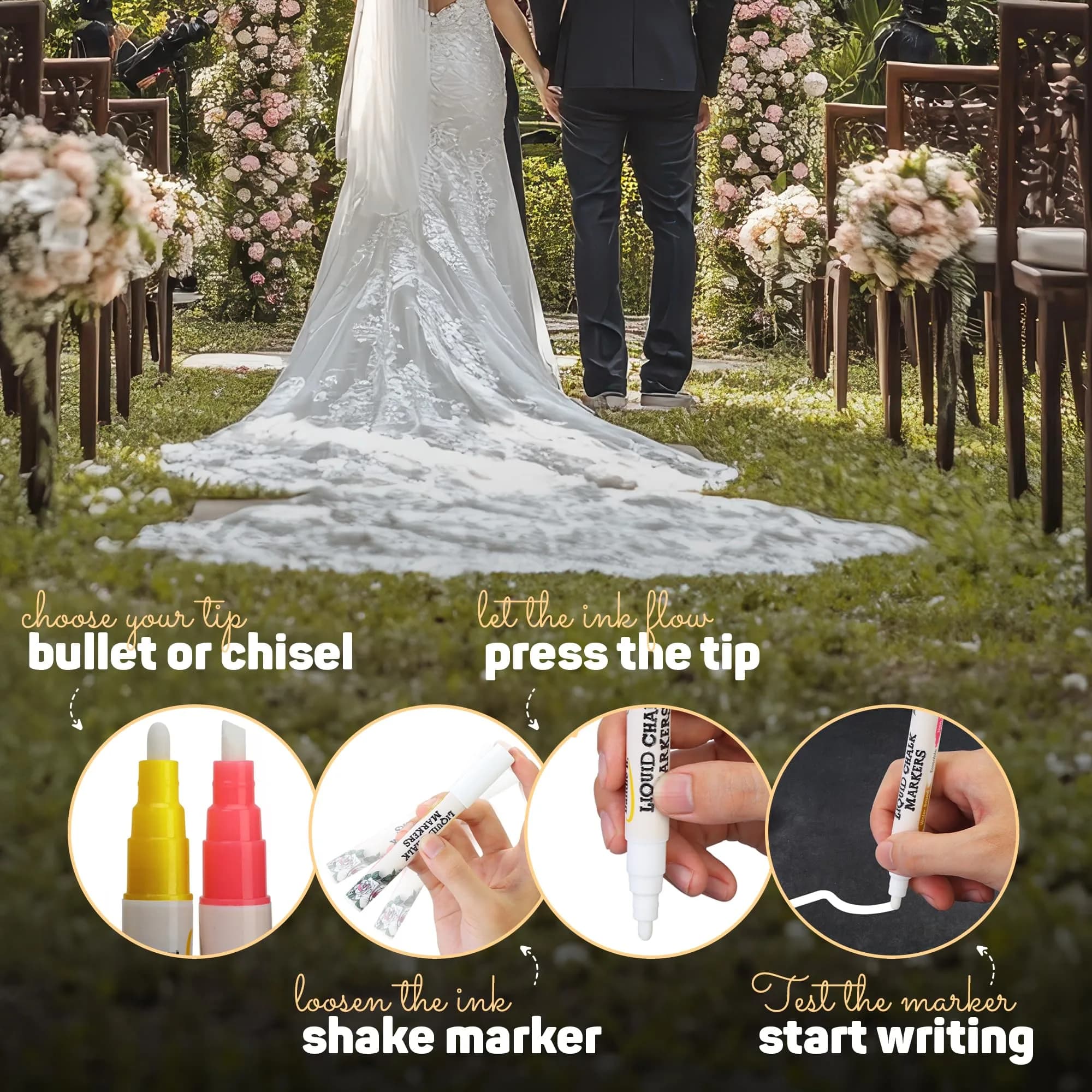 Bandle B. Wedding Edition Liquid Chalk Markers 8-Pack | Non-Toxic & Erasable for Special Events - view 2