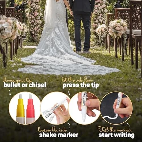 Bandle B. Wedding Edition Liquid Chalk Markers 8-Pack | Non-Toxic & Erasable for Special Events thumbnail 2