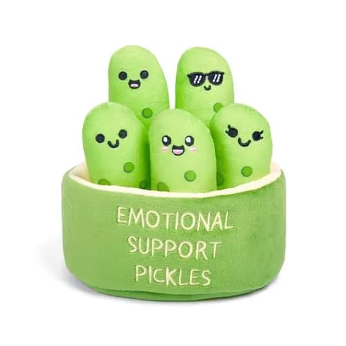 Relatable Emotional Support Pickles Plush Set | 5 Plushies with Carrying Basket thumbnail 1
