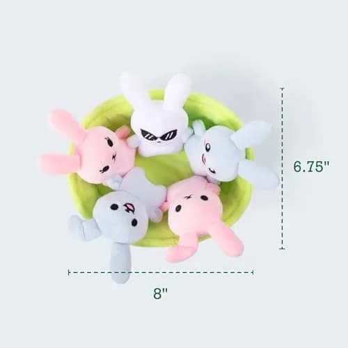 WHAT DO YOU MEME? Emotional Support Bunnies Plush Toy Set with Basket | 5 Plushies (8 inches) thumbnail 4