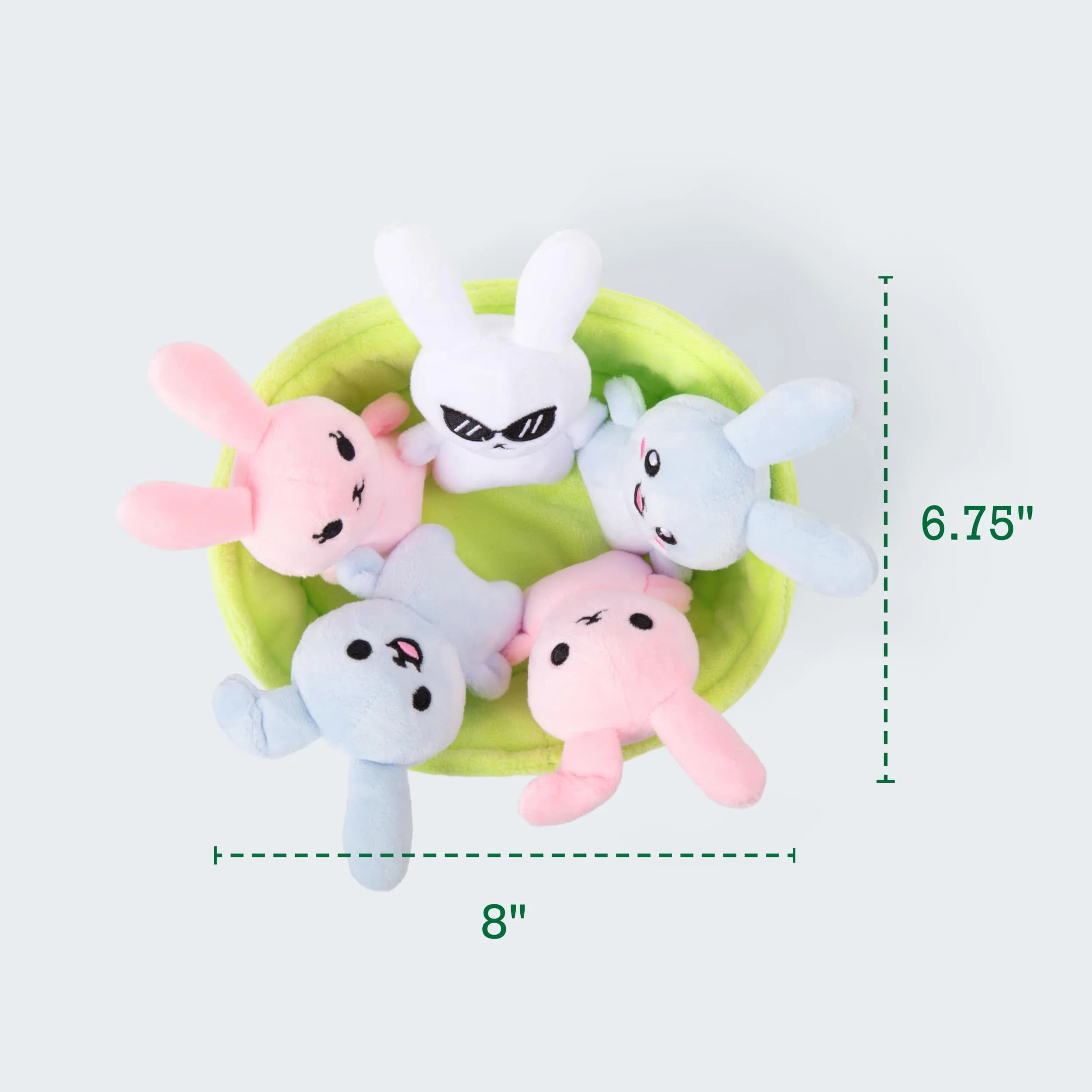 Emotional Support Bunnies by Relatable Plush Toy Set with Basket, PAL Award 2025 Winner, 5-Pack - view 4