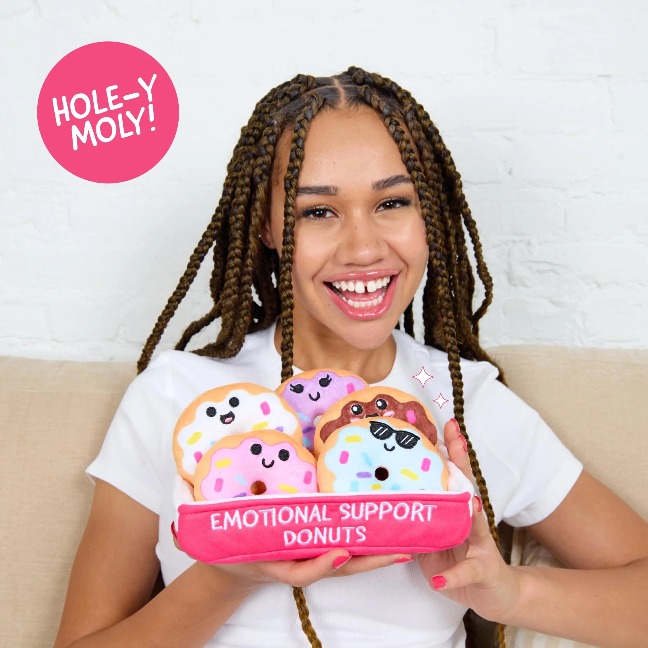 WHAT DO YOU MEME? Emotional Support Donuts Plush Figures with Carrying Basket, 5-Pack - view 2