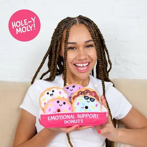 WHAT DO YOU MEME? Emotional Support Donuts Plush Set 5 Plushies with Carrying Basket | Fun Gifts for All Ages thumbnail 2