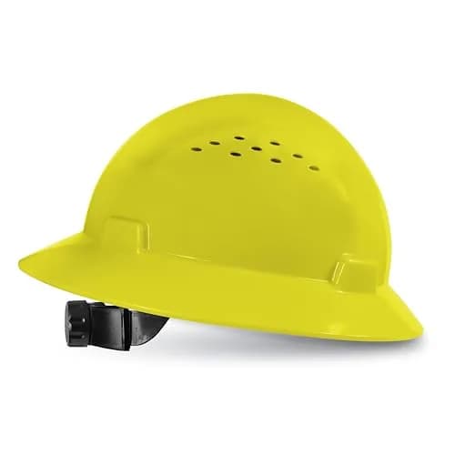 GE Hard Hat - Full Brim, Padded, 4-Point Ratchet Suspension, Vented, Yellow | ANSI Z89.1-2014 Impact & Impact Resistance thumbnail 7