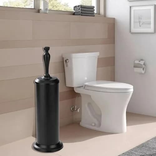 J&V TEXTILES Toilet Bowl Brush with Long Handle & Holder | Matte Black, 42cm (16.5in) thumbnail 5