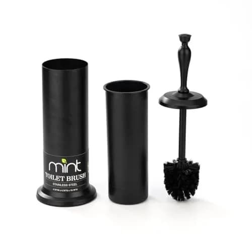 J&V TEXTILES Toilet Bowl Brush with Long Handle & Holder | Matte Black, 42cm (16.5in) - main product image