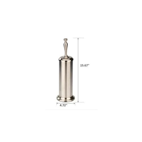 J&V TEXTILES Toilet Bowl Brush with Long Handle & Holder 22.6cm (8.9") | Brushed Satin Nickel Set thumbnail 3