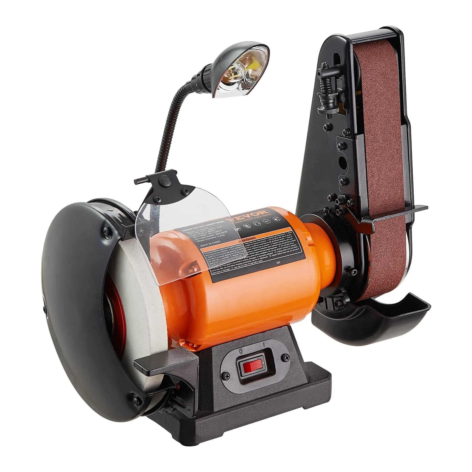 VEVOR 8 Inch Bench Grinder with 2x28 Inch Belt Sander, 2.5A Induction Motor for Metalworking & Sharpening - main product image