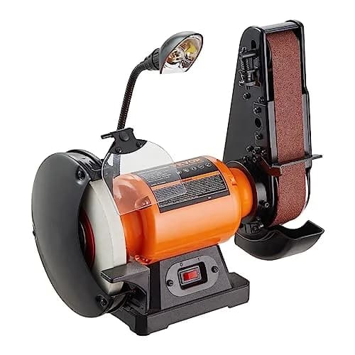 VEVOR 8 Inch Bench Grinder with 2x28 Inch Belt Sander, 2.5A Induction Motor for Metalworking & Sharpening thumbnail 1