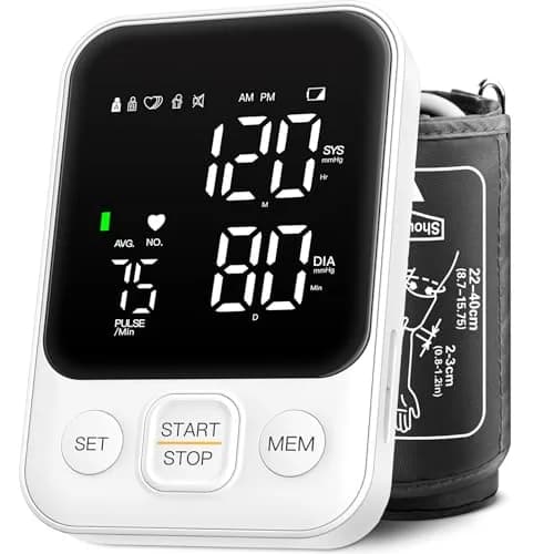 DOUHAO White Blood Pressure Monitor | Clinically Accurate, Store 2 x 120 Memory, Adjustable BP Cuff 22-40 cm, LED Backlight Display with Storage Bag thumbnail 1
