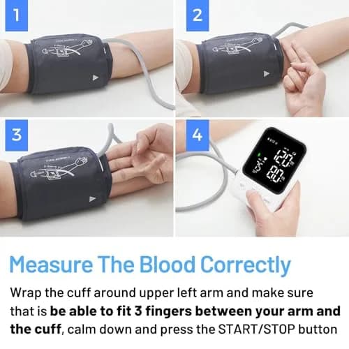 DOUHAO White Blood Pressure Monitor | Clinically Accurate, Store 2 x 120 Memory, Adjustable BP Cuff 22-40 cm, LED Backlight Display with Storage Bag thumbnail 7