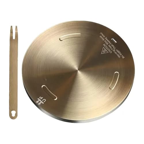 Grourarty Gold Stainless Steel Heat Diffuser Plate with Handle 24 cm (9.45 inch) | Even Heat Distribution for Induction Stoves thumbnail 1