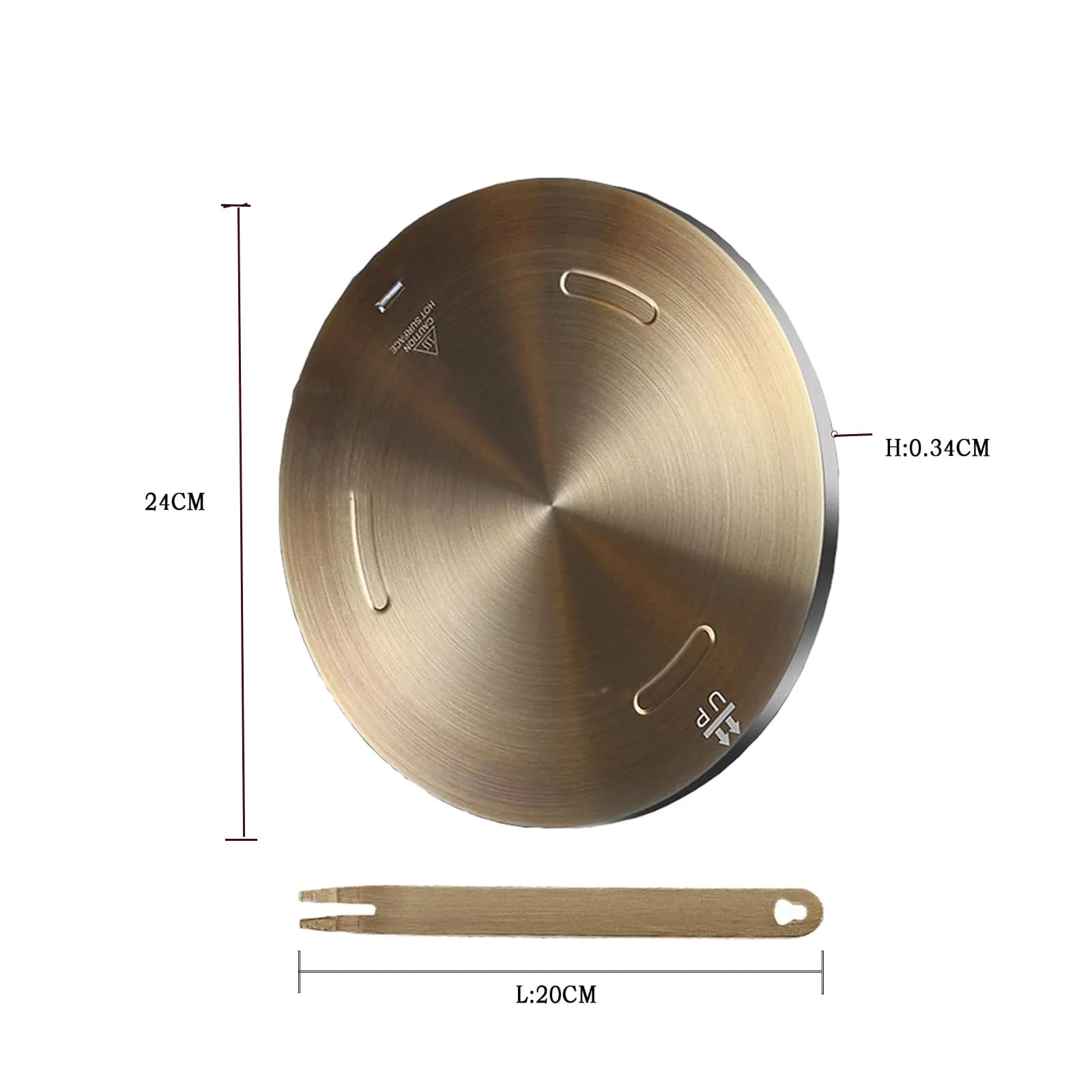 Grourarty Gold Stainless Steel Heat Diffuser Plate with Handle 24 cm (9.45 inch) | Even Heat Distribution for Induction Stoves - view 2