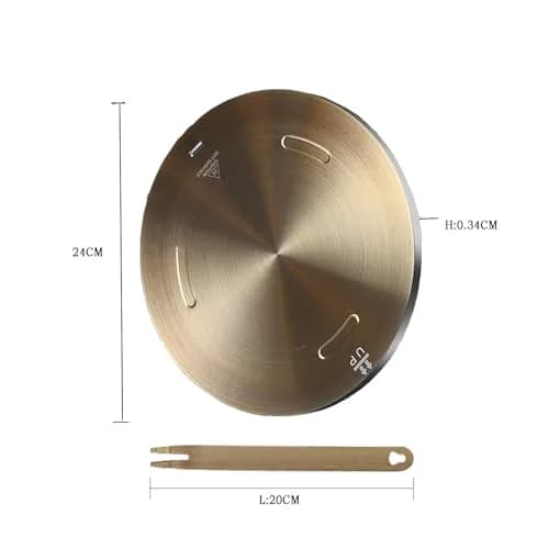 Grourarty Gold Stainless Steel Heat Diffuser Plate with Handle 24 cm (9.45 inch) | Even Heat Distribution for Induction Stoves thumbnail 2