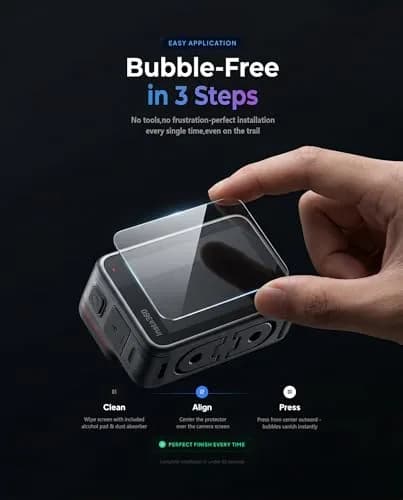 iDaPro Screen Protector for Insta360 Ace Pro 2 with subscreen film, 9H Glass | Complete Kit for Camera Screen Protection thumbnail 5