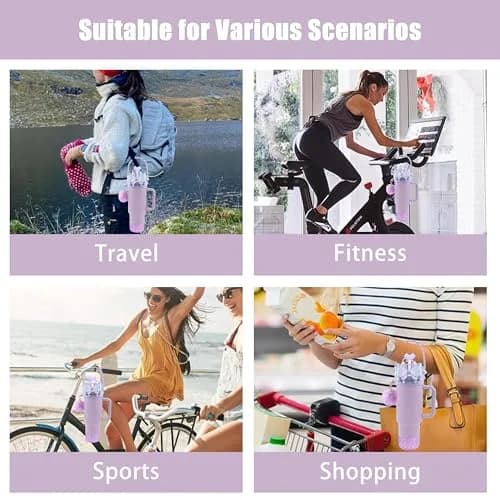 SEMATA Bling Bow Tumbler Accessories Set for Stanley Cup 30oz 40oz | Purple Y2K Style Glamour thumbnail 7