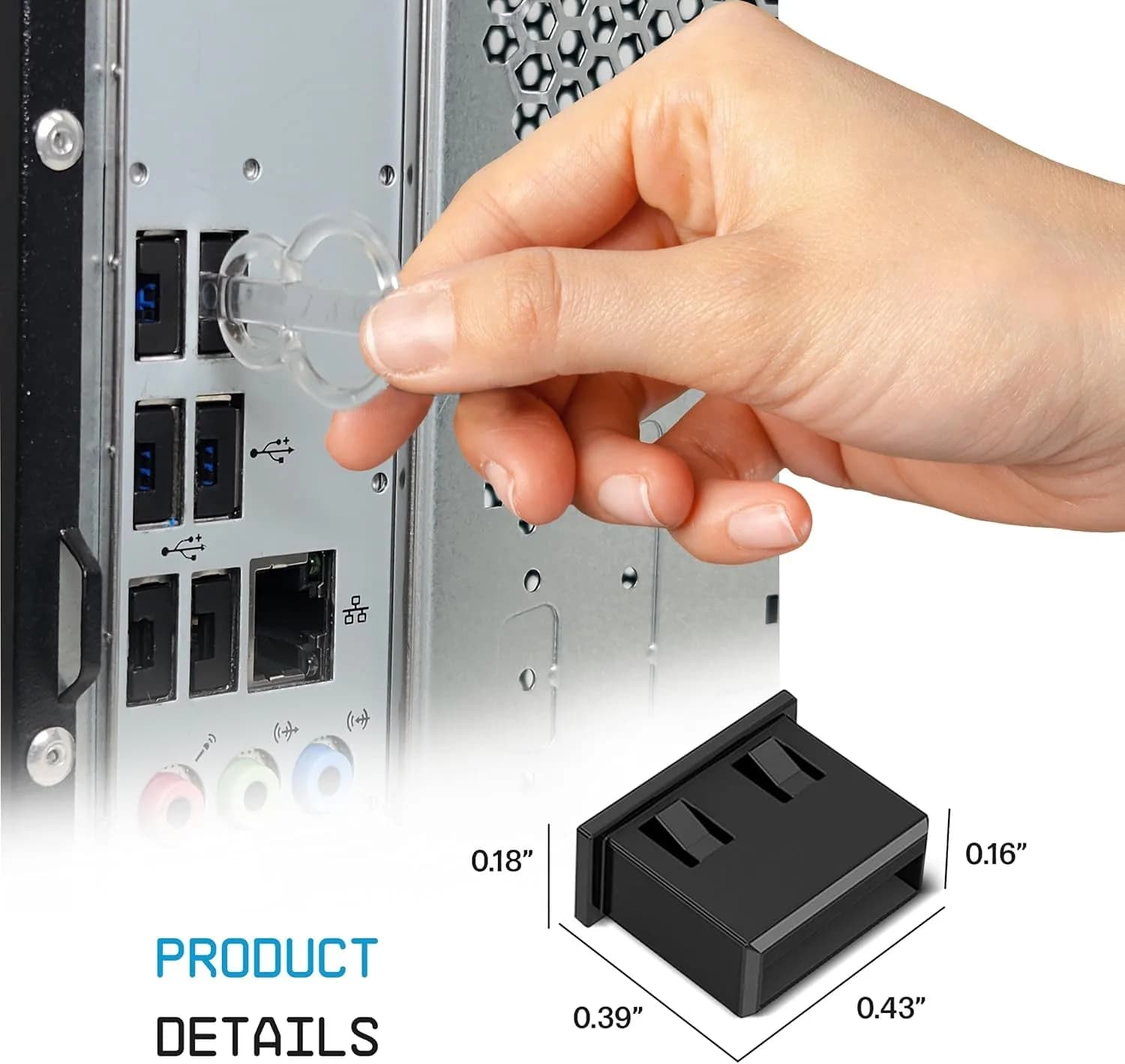 PortPlugs USB-A Port Blockers 50 Pack with 3 Keys | Secure Physical Access Control - view 3