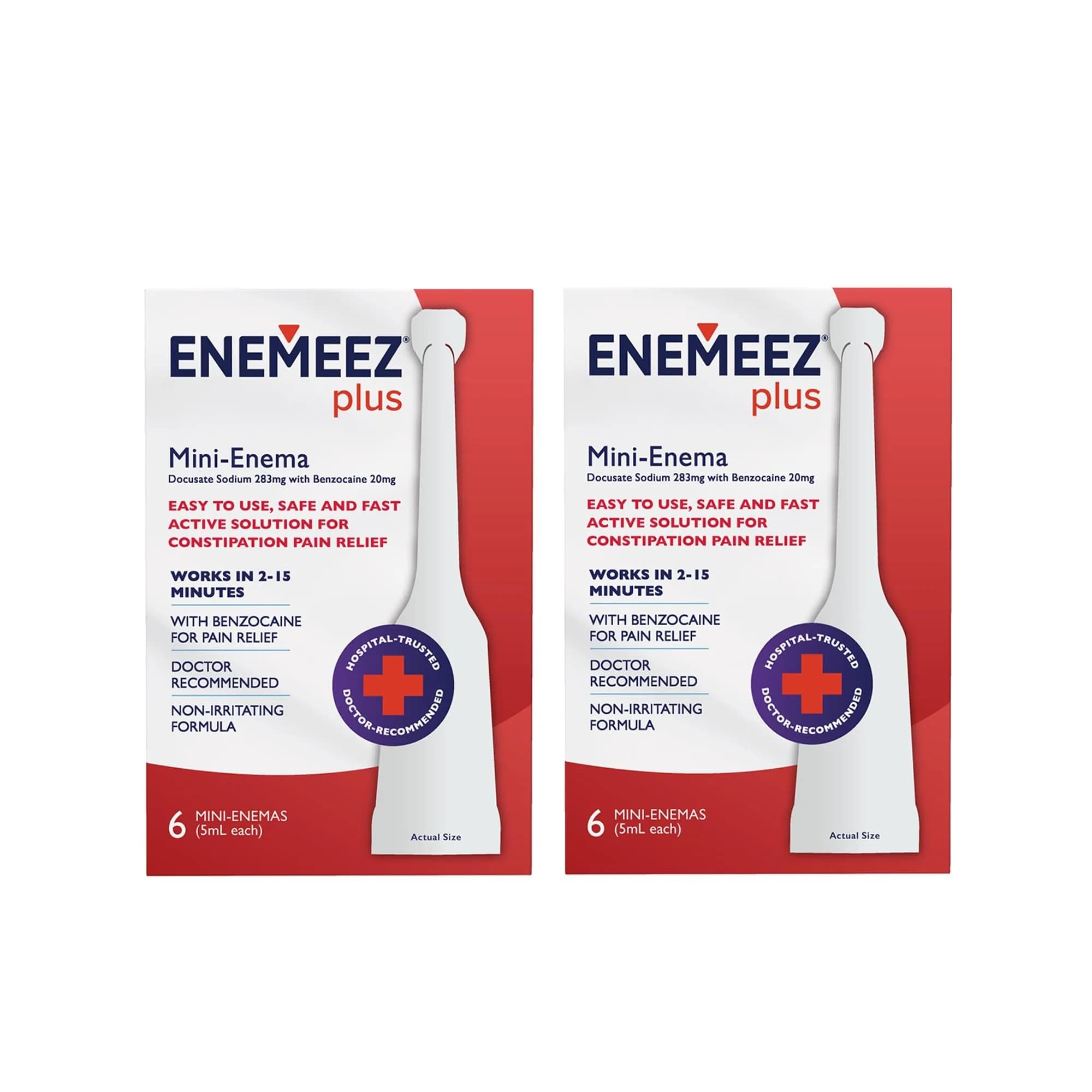 Enemeez Plus Mini Enemas Constipation Relief 5ml | Fast-Acting Stool Softener with Benzocaine
