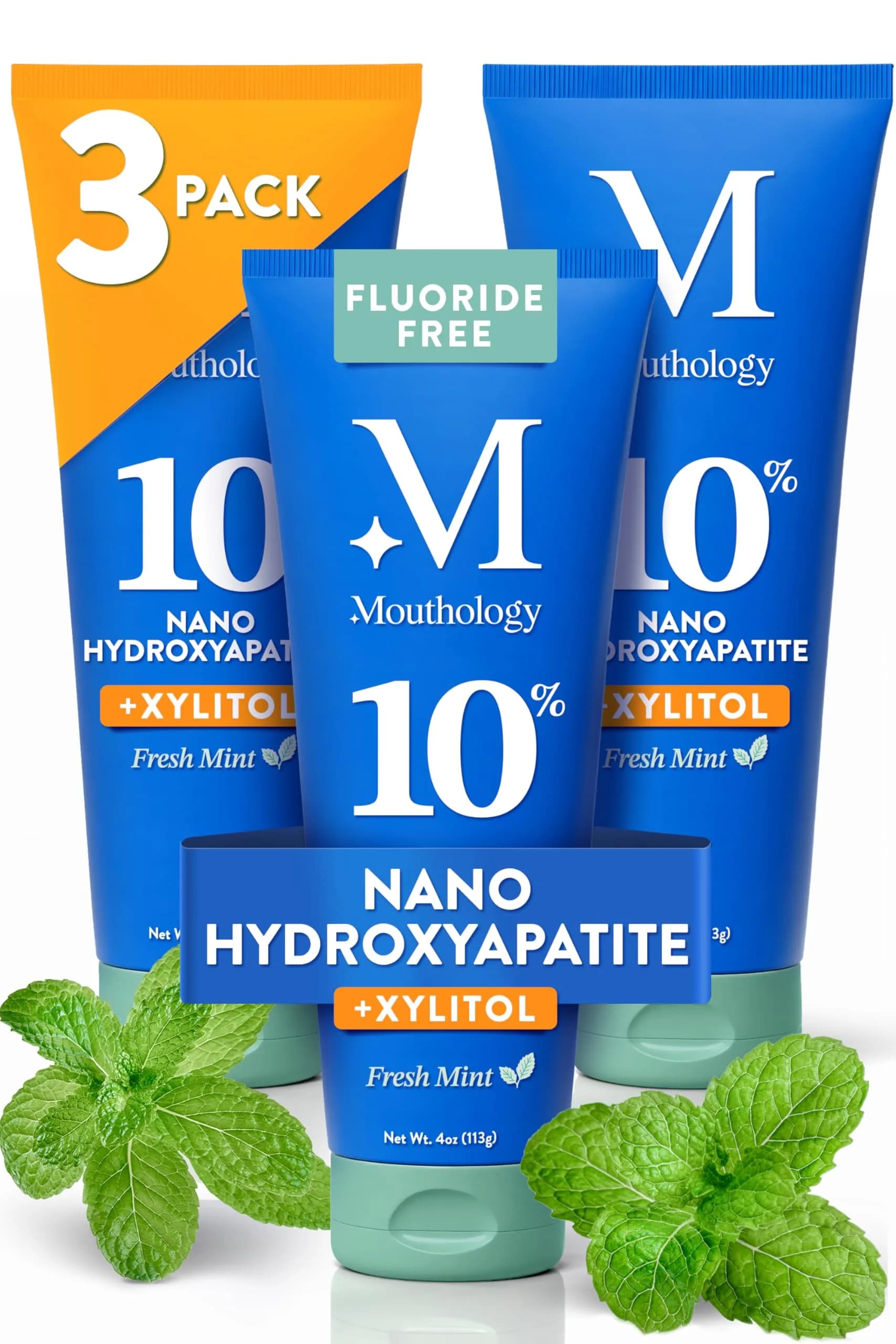 Mouthology 10% Nano Hydroxyapatite Toothpaste 36oz (12oz x 3) | Dentist-Recommended Enamel Care - main product image
