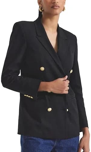 Derek Lam 10 Crosby Women's Walter Double Breasted Jacket, Black, 16 | Feminine tailored blazer for women thumbnail 5