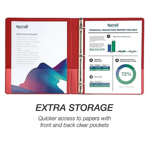 Samsill 0.5 Inch D-Ring Binder, Red, 12 Pack | Heavy-Duty Recycled Chipboard for 600 Sheets thumbnail 4