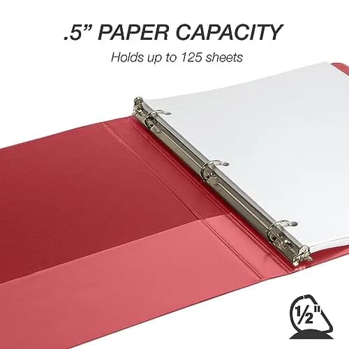 Samsill 0.5 Inch D-Ring Binder, Red, 12 Pack | Heavy-Duty Recycled Chipboard for 600 Sheets thumbnail 3
