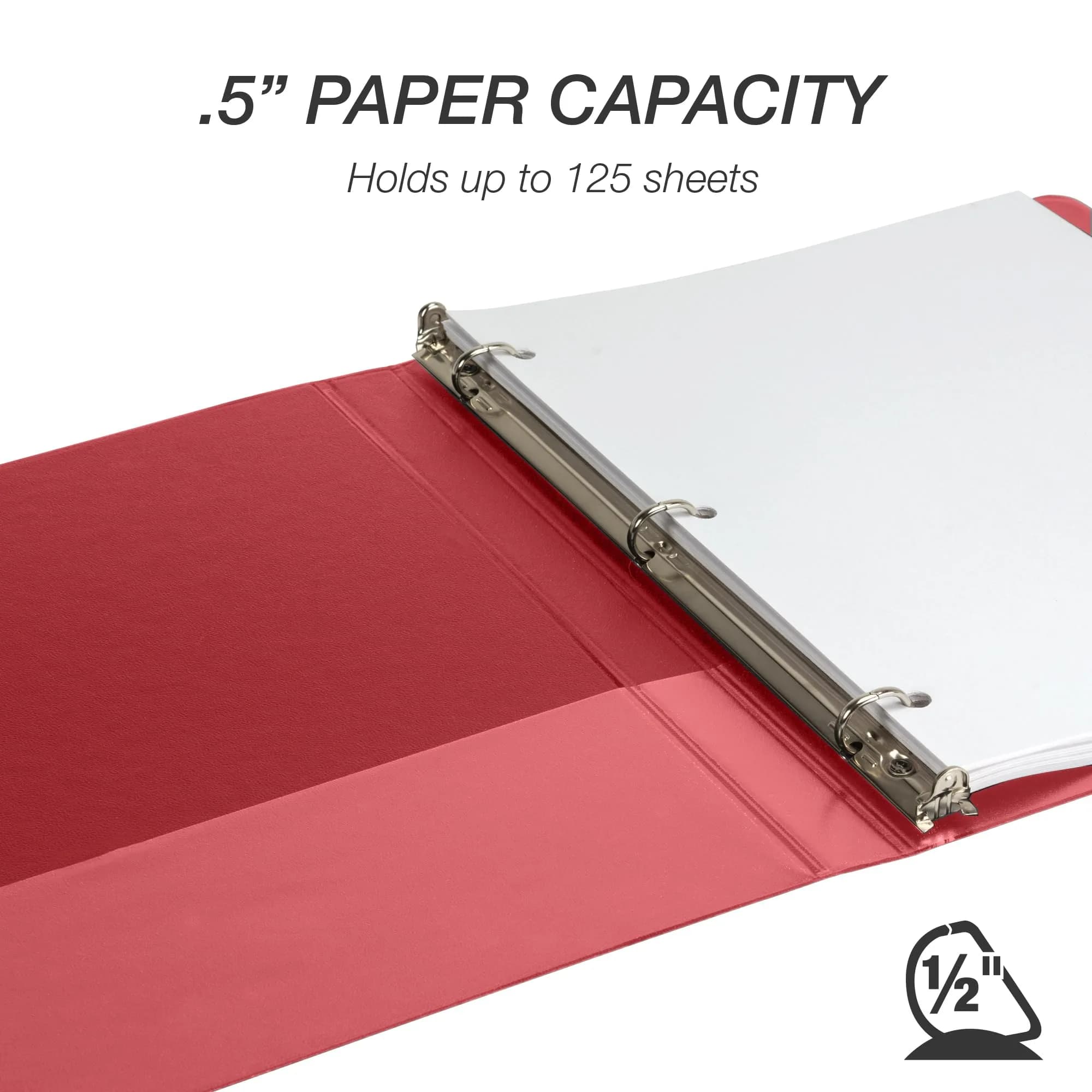 Samsill 0.5 Inch D-Ring Binder, Red, 12 Pack | Heavy-Duty Recycled Chipboard for 600 Sheets - view 3